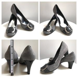 🖤Suede, Patent, Perforated Edging & Silver Buckle